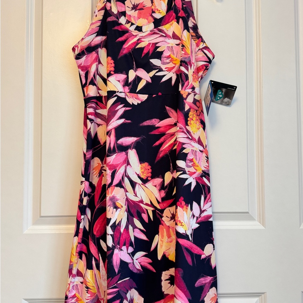 Columbia Vibrant Floral Midi Dress - Pink and Orange
